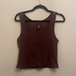 SKIMS Dark Brown Cotton Cropped Ribbed Tank Top 3X Preowned Lounge Summer Kim K